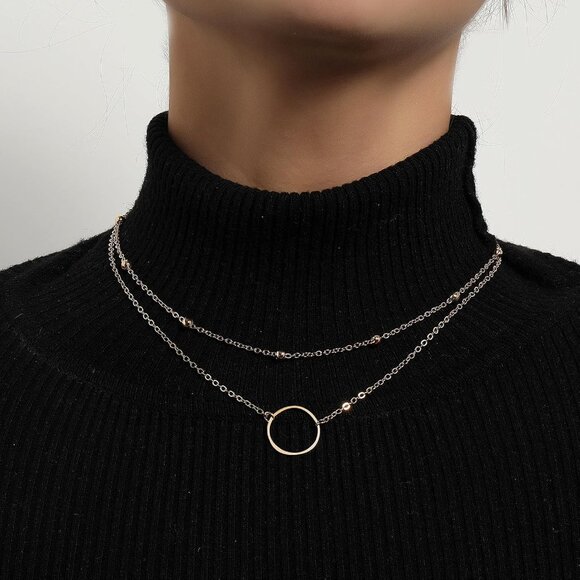 🆕 Women Gold Trendy Chunky Necklace Stack Multilayered Bar Pendant Jewelry Gift - Picture 5 of 7